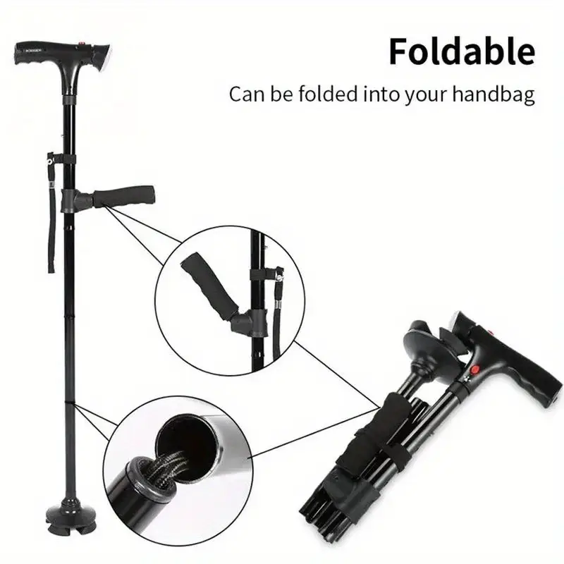 Multifunctional Folding Cane with LED & Alarm - Image 2