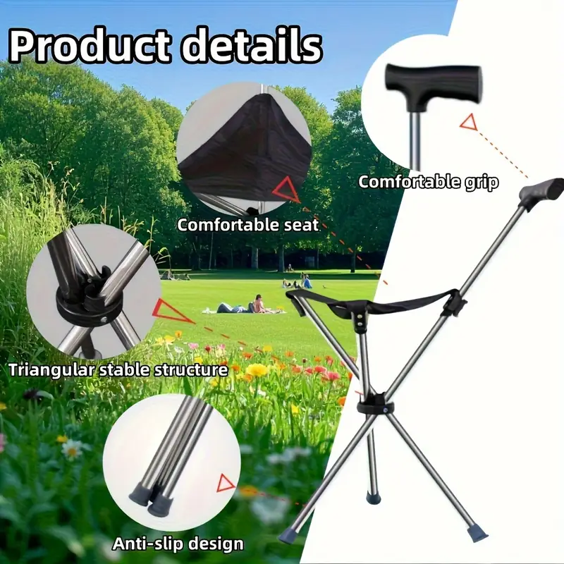 Stainless Steel Adjustable Folding Cane - Image 2
