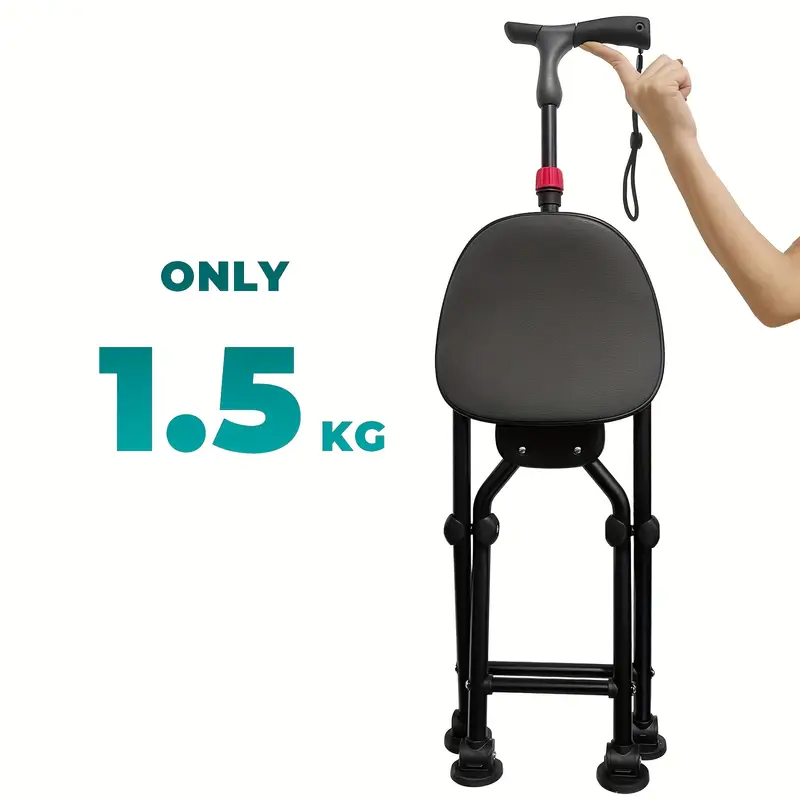 Foldable Cane with Seat Portable & Durable - Image 2